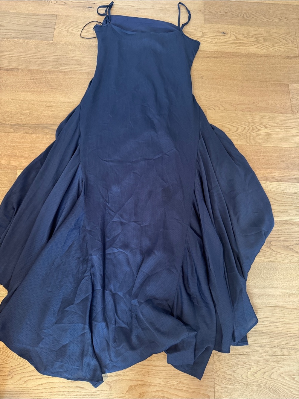 Jewel Badgley Mischka • NWT Navy Slip Maxi Dress with Spaghetti Straps - Picture 4 of 4